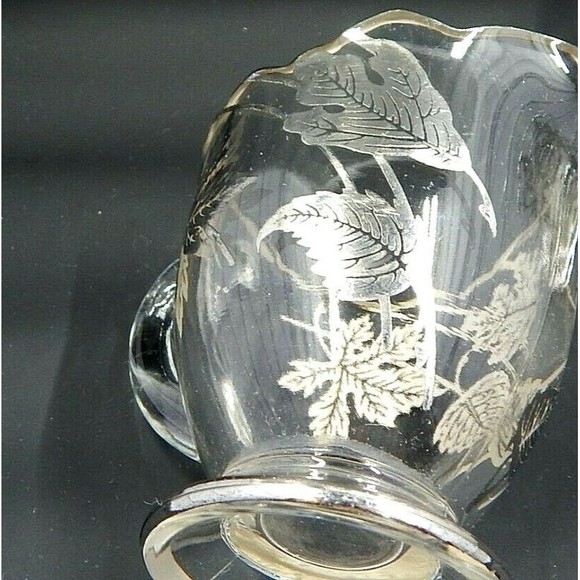 Silver City Glass Creamer and Sugar Forest Pattern Overlay - Picture 10 of 12